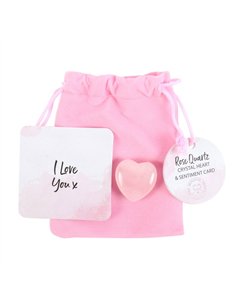 I Love You Rose Quartz Crystal Heart in a Bag CE_34224
