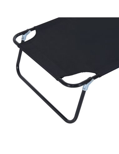 Outsunny Sun Lounger Foldable Reclining Chair with Pillow and Reading Hole Garden Beach Outdoor Recliner Adjustable Black