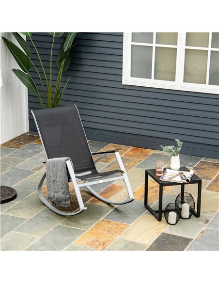 Outsunny Rocking Chair Sun Lounger Garden Seat Patio High Back Texteline Black - pic 13760 | FastDaddyshop