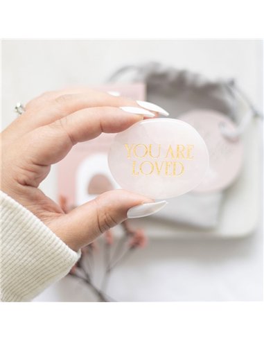 You Are Loved Rose Quartz Crystal Palm Stone CE_90723