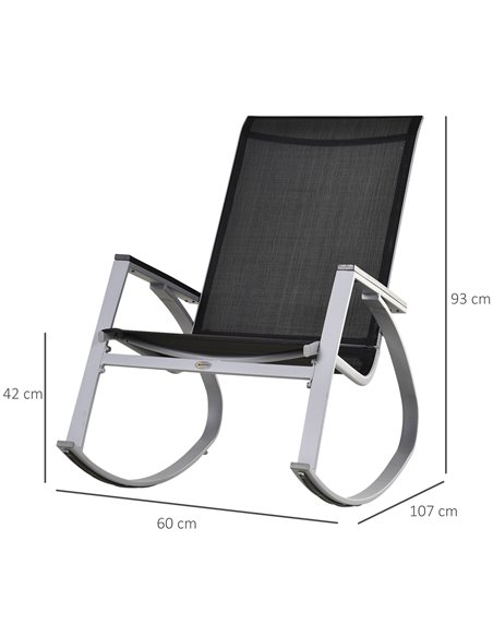 Outsunny Rocking Chair Sun Lounger Garden Seat Patio High Back Texteline Black - pic 13761 | FastDaddyshop