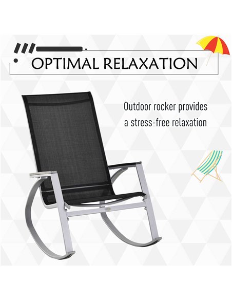 Outsunny Rocking Chair Sun Lounger Garden Seat Patio High Back Texteline Black - pic 13762 | FastDaddyshop
