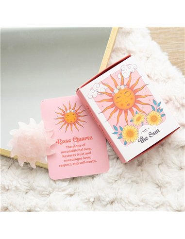 Rose Quartz Crystal Sun Keepsake Stone in a Box CS_51524