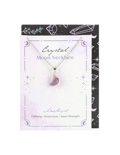 Amethyst Crystal Moon Necklace on Greeting Card CW_90324