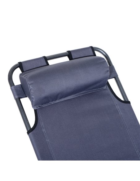 Outsunny 2 in 1 Sun Lounger Folding Reclining Chair Garden Outdoor Camping Adjustable Back with Pillow Grey - pic 13774 | FastDaddyshop