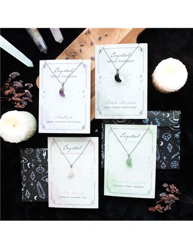 Amethyst Crystal Moon Necklace on Greeting Card CW_90324