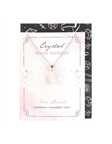 Rose Quartz Crystal Moon Necklace on Greeting Card CW_90424
