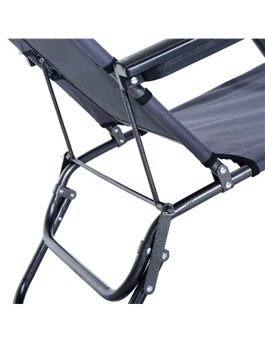 Outsunny 2 in 1 Sun Lounger Folding Reclining Chair Garden Outdoor Camping Adjustable Back with Pillow Grey