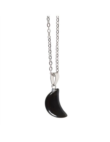 Black Obsidian Crystal Moon Necklace on Greeting Card CW_90624