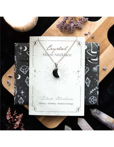 Black Obsidian Crystal Moon Necklace on Greeting Card CW_90624 - pic 137758 | FastDaddyshop