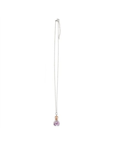 Calming Amethyst Crystal Chip Potion Bottle Necklace CW_90724