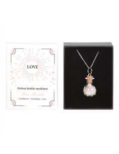 Love Rose Quartz Crystal Chip Potion Bottle Necklace CW_90824 2