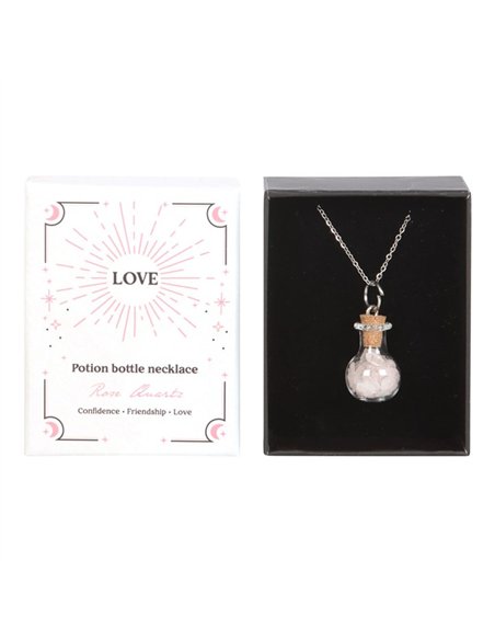 Love Rose Quartz Crystal Chip Potion Bottle Necklace CW_90824 - pic 137767 | FastDaddyshop
