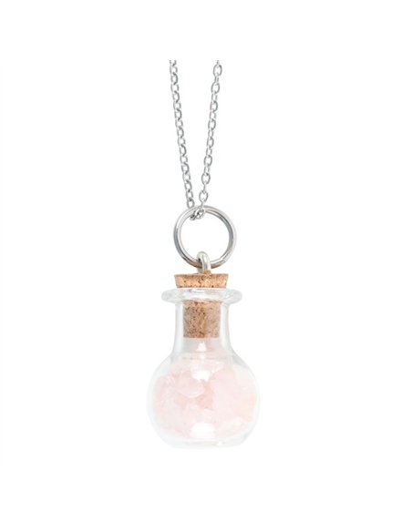 Love Rose Quartz Crystal Chip Potion Bottle Necklace CW_90824 - pic 137768 | FastDaddyshop