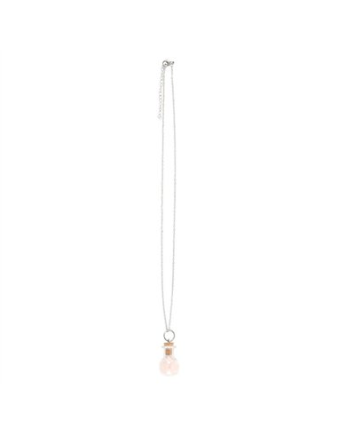 Love Rose Quartz Crystal Chip Potion Bottle Necklace CW_90824