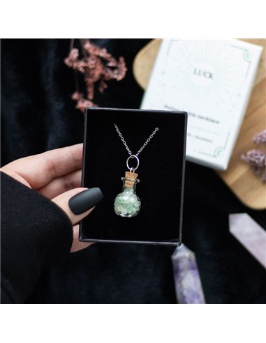 Luck Green Aventurine Crystal Chip Potion Bottle Necklace CW_90924