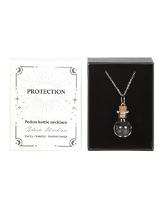 Protection Black Obsidian Crystal Chip Potion Bottle Necklace CW_91024 2