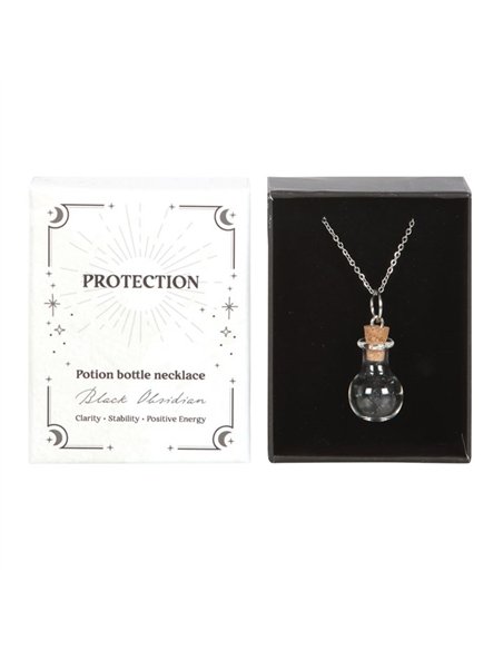 Protection Black Obsidian Crystal Chip Potion Bottle Necklace CW_91024 - pic 137779 | FastDaddyshop