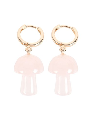 Rose Quartz Crystal Mushroom Earrings DF_88324