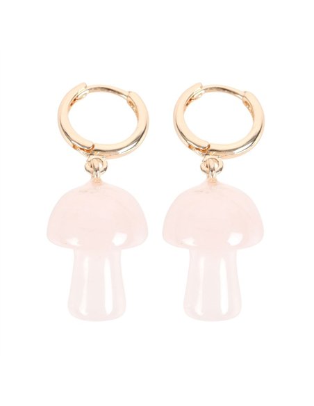 Rose Quartz Crystal Mushroom Earrings DF_88324 - pic 137813 | FastDaddyshop