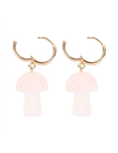 Rose Quartz Crystal Mushroom Earrings DF_88324