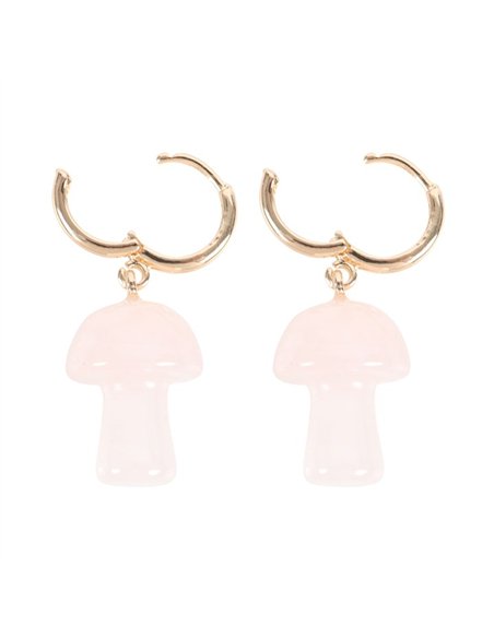 Rose Quartz Crystal Mushroom Earrings DF_88324 - pic 137814 | FastDaddyshop