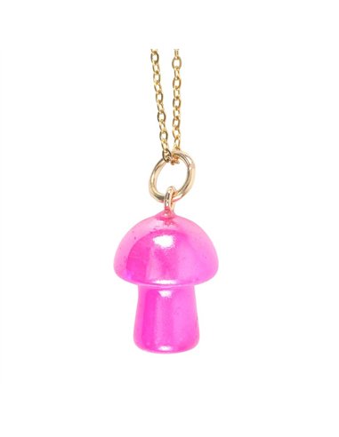 Pink Aura Crystal Mushroom Necklace Greeting Card FF_15325