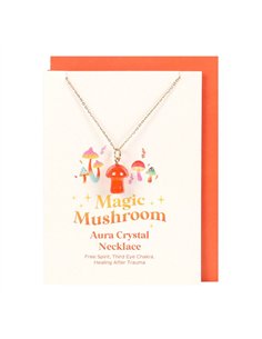 Orange Aura Crystal Mushroom Necklace Greeting Card FF_15425