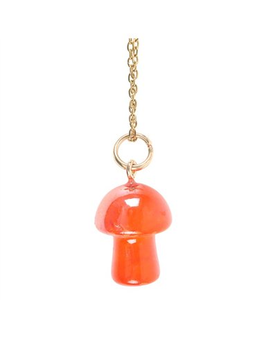 Orange Aura Crystal Mushroom Necklace Greeting Card FF_15425