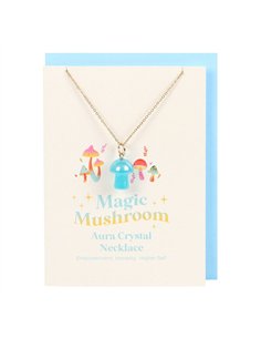 Blue Aura Crystal Mushroom Necklace Greeting Card FF_15525