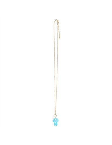 Blue Aura Crystal Mushroom Necklace Greeting Card FF_15525
