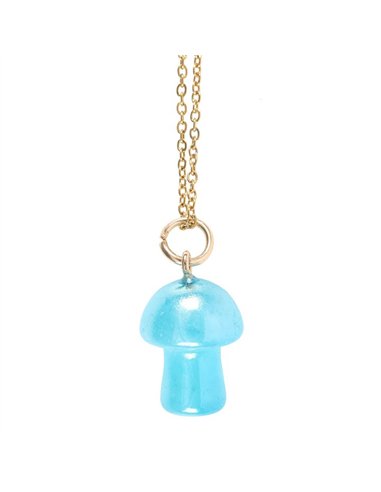 Blue Aura Crystal Mushroom Necklace Greeting Card FF_15525