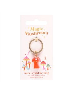 Orange Aura Crystal Mushroom Keyring FF_16225