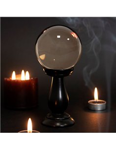 Small Smoke Grey Crystal Ball on Stand FT_55330 2