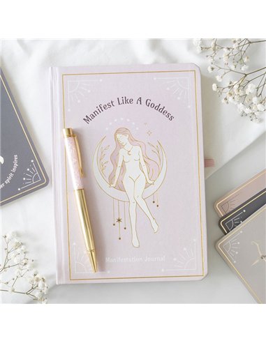 Goddess Energy A5 Manifestation Journal and Rose Quartz Crystal Pen GD_68425
