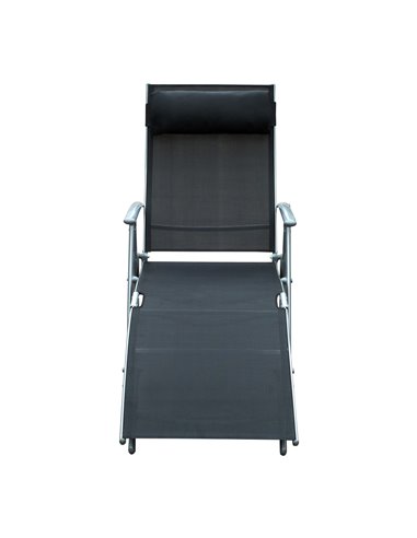Outsunny Texteline Sun Lounger Recliner Chair Patio Foldable Garden 5 Levels Black