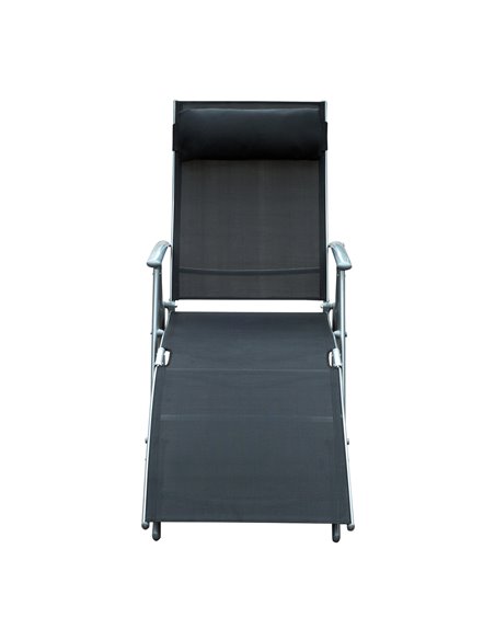 Outsunny Texteline Sun Lounger Recliner Chair Patio Foldable Garden 5 Levels Black - pic 13790 | FastDaddyshop