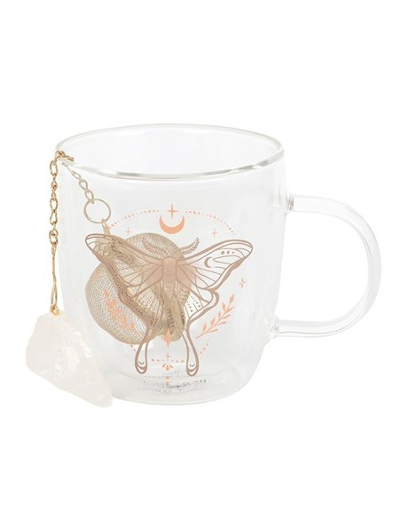 Luna Moth Double Walled Glass Mug with Crystal Tea Infuser LL_19825 - pic 137905 | FastDaddyshop