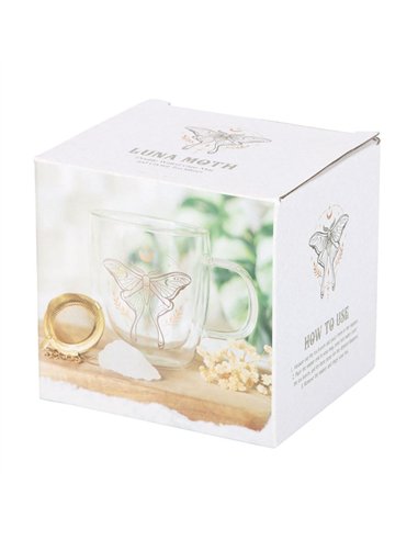 Luna Moth Double Walled Glass Mug with Crystal Tea Infuser LL_19825