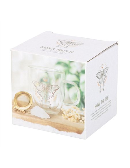 Luna Moth Double Walled Glass Mug with Crystal Tea Infuser LL_19825 - pic 137907 | FastDaddyshop