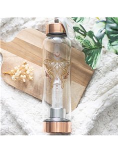 Luna Moth Glass Water Bottle with Clear Quartz Crystal LL_19925 2