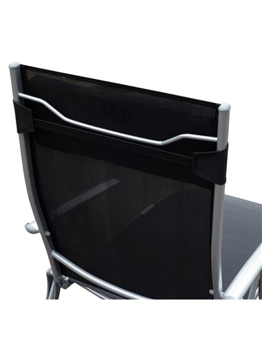 Outsunny Texteline Sun Lounger Recliner Chair Patio Foldable Garden 5 Levels Black