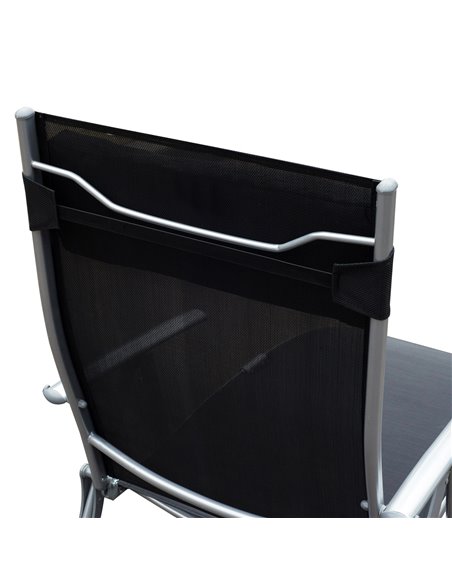 Outsunny Texteline Sun Lounger Recliner Chair Patio Foldable Garden 5 Levels Black - pic 13791 | FastDaddyshop