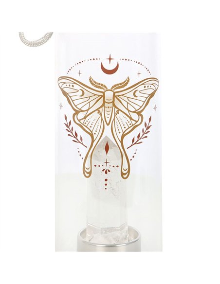 Luna Moth Glass Water Bottle with Clear Quartz Crystal LL_19925 - pic 137910 | FastDaddyshop