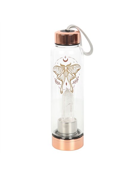 Luna Moth Glass Water Bottle with Clear Quartz Crystal LL_19925 - pic 137911 | FastDaddyshop