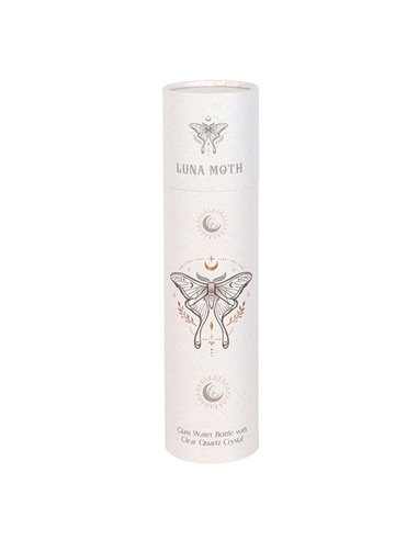 Luna Moth Glass Water Bottle with Clear Quartz Crystal LL_19925