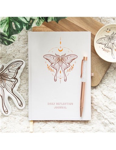 Luna Moth Daily Reflection Journal and Clear Quartz Crystal Pen LL_21625