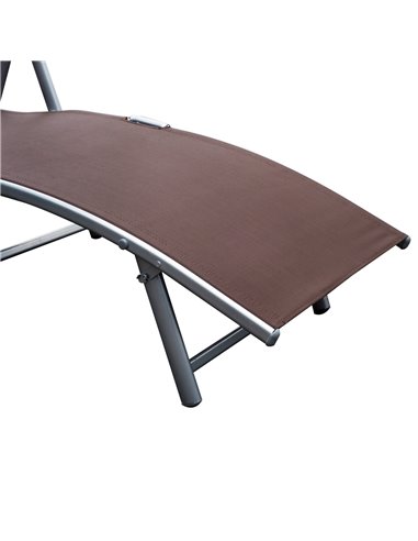 Outsunny Patio Sun Lounger Garden Texteline Foldable Reclining Chair w/ Pillow Outdoor Adjustable Recliner (Brown)