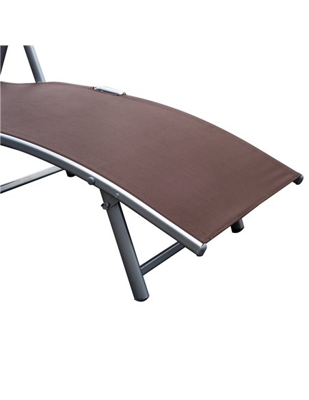 Outsunny Patio Sun Lounger Garden Texteline Foldable Reclining Chair w/ Pillow Outdoor Adjustable Recliner (Brown) - pic 13797 | FastDaddyshop