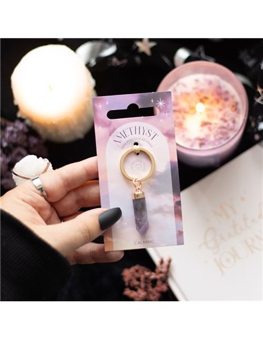 Amethyst Semi Precious Crystal Keyring MG_88023